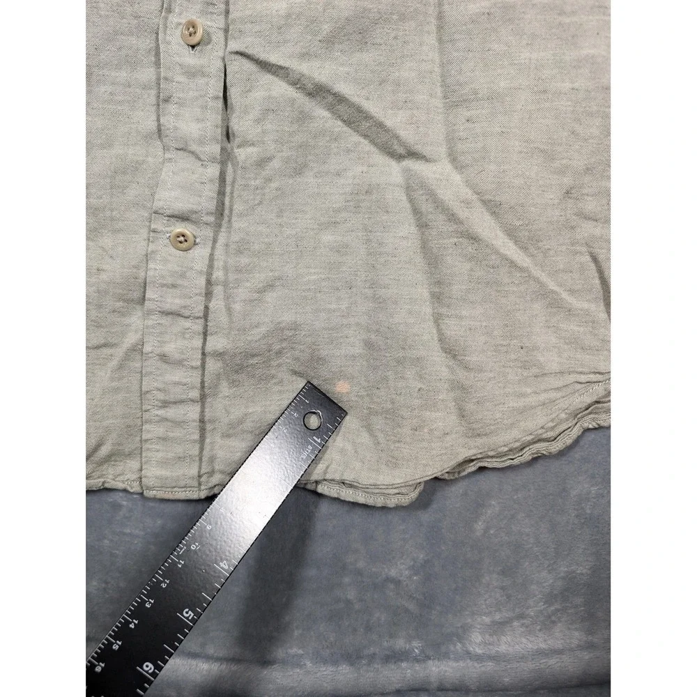 Banana Republic Shirt Mens Large Gray Linen Cotton Long Sleeve Button Up Casual